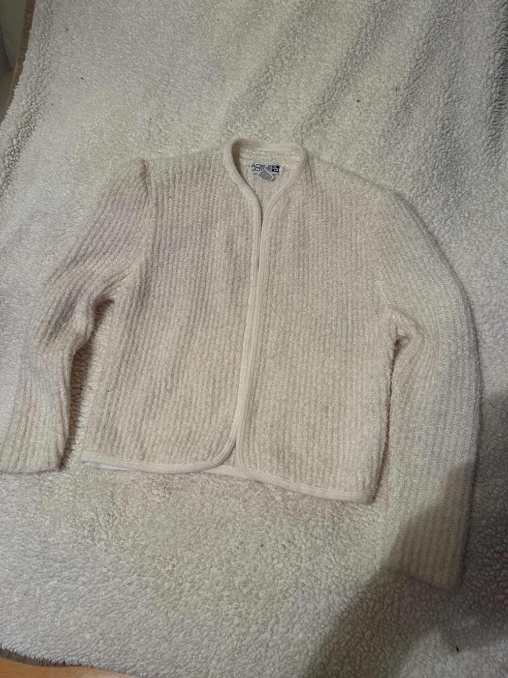 Women's Cream Open Front Knit Sweater Cardigan